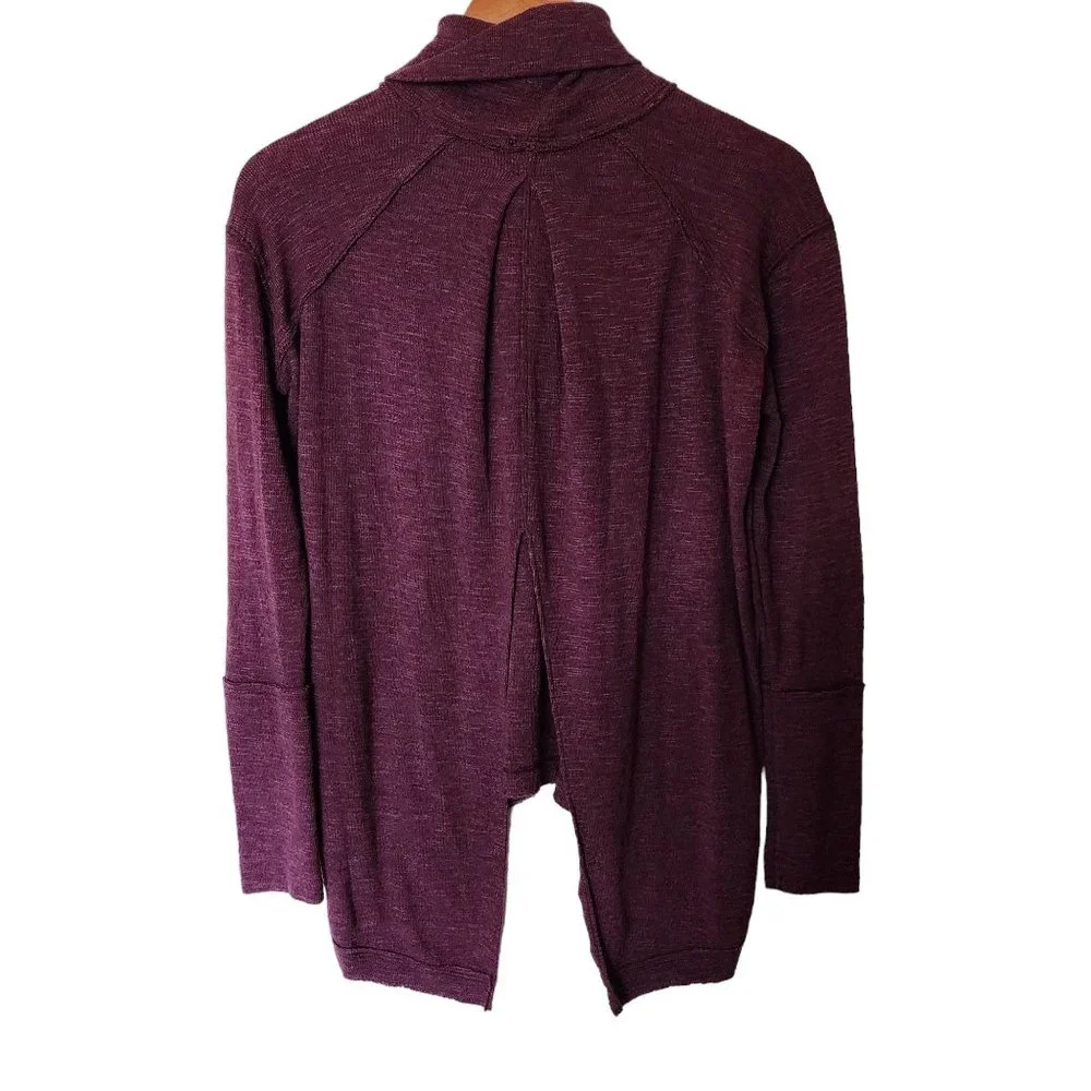 Free People Hi-Low‎ Split Back Turtleneck XS  Long Sleeve Magenta XS